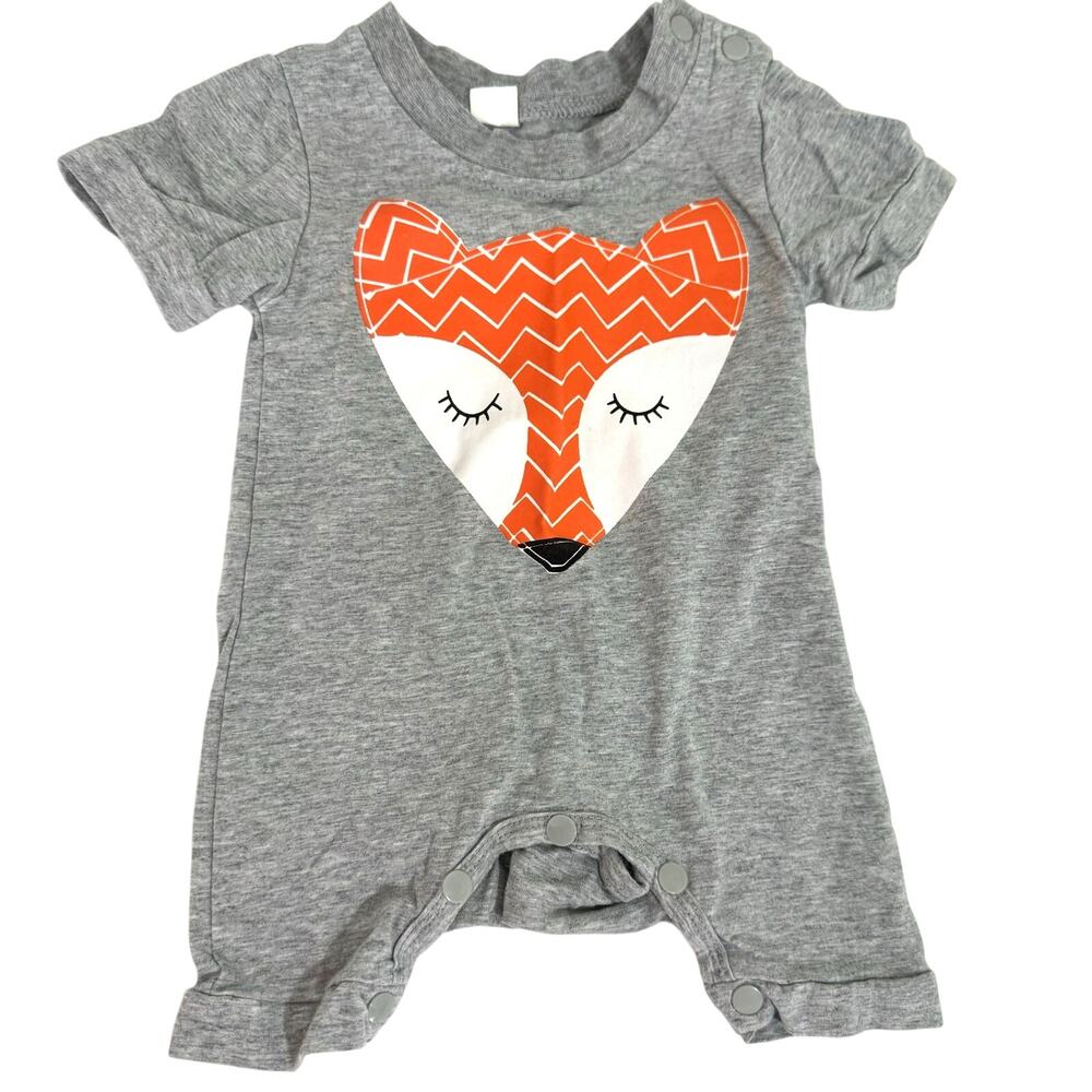 Gray Fox Short Sleeve Romper Size 0-3 Months Cotton
